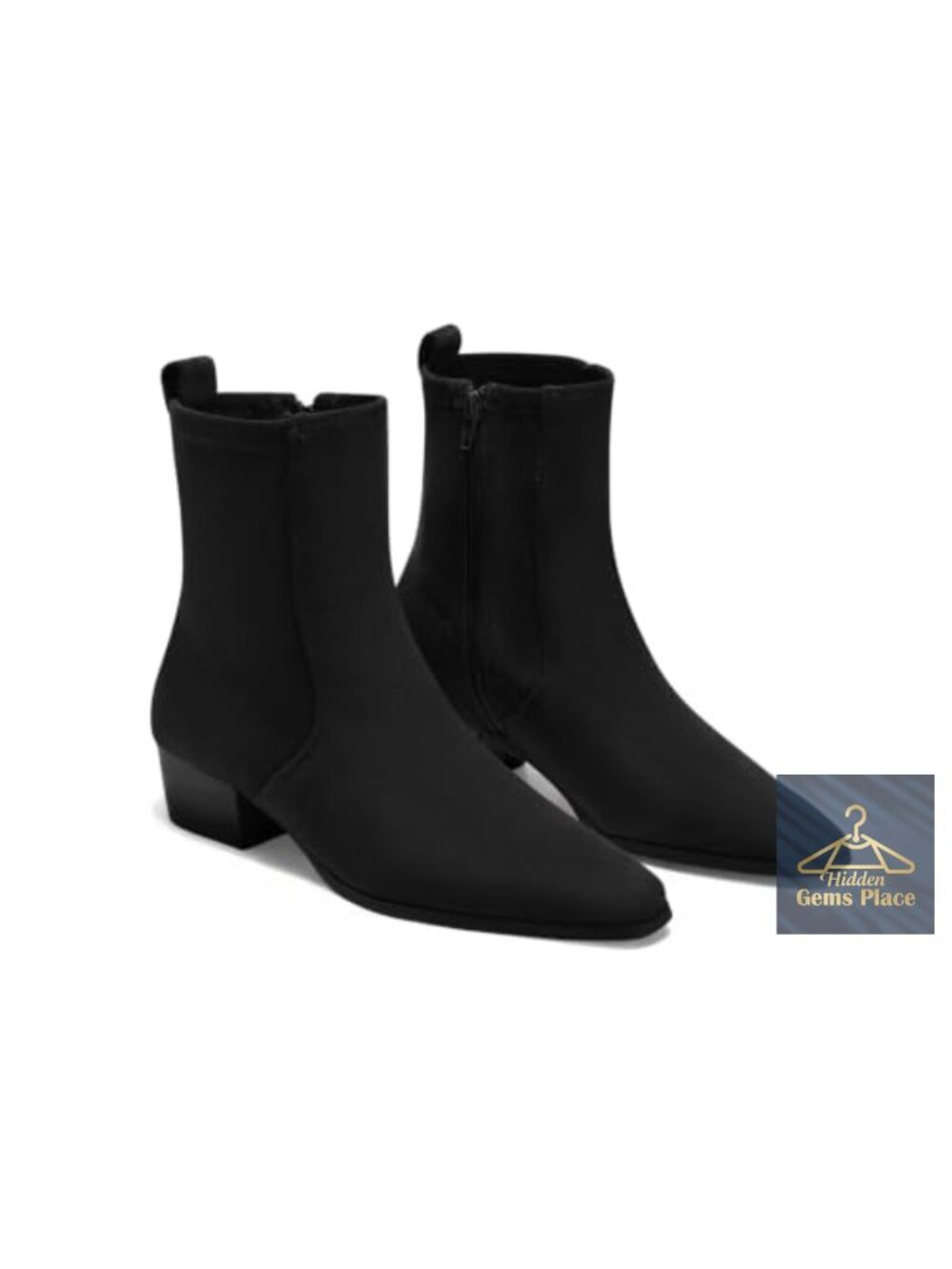 Women's Ankle Boots Chunky Low Heel Square Toe Zip Dress Booties
